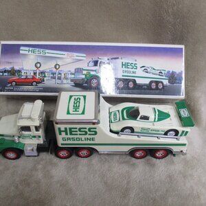 Vintage 1988 Hess Toy Truck and racer in original box. Lights work Batteries inc